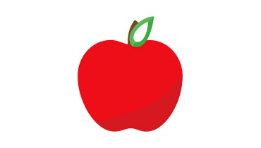 Ett tecknat rött äpple. Illustration: Katja Vallin, Stockholms läns sjukvårdsområde.