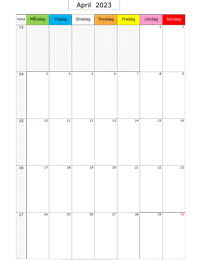 Månadskalender april 2023
