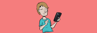 illustration av ett barn som håller i sin mobiltelefon