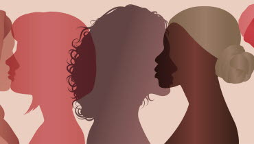 Silhuetter av flickor och kvinnor i olika åldrar och med olika utseenden