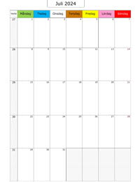 Månadskalender juli 2024