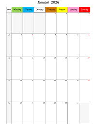 Månadskalender januari 2026