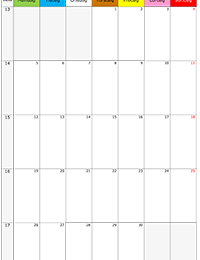 Månadskalender april 2027