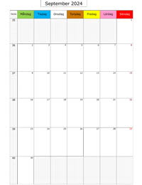 Månadskalender september 2024