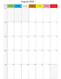 Månadskalender augusti 2024