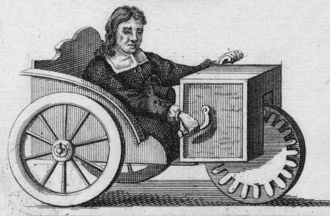Illustration på rullstol från 1600-talet