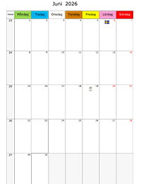 Månadskalender juni 2026