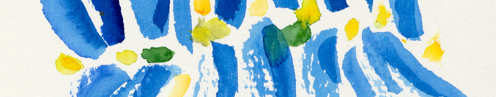Abstrakt illustration, blå och gul vattenfärg