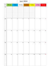 Månadskalender juni 2024