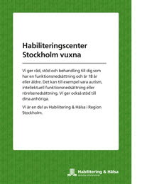 Habiliteringscenter Stockholm vuxnas folder