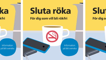 omslag till Sluta-röka-linjens broschyr "sluta röka" på lätt svenska