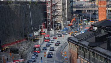 Vägbyggnation i Stockholm