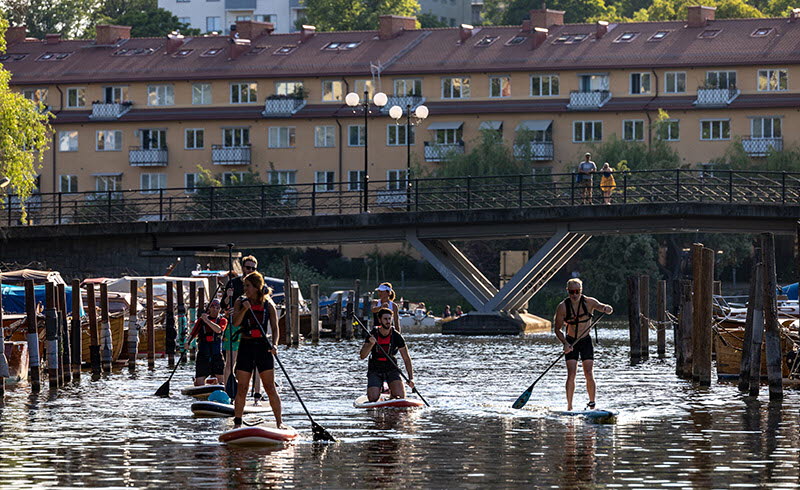 Människor som paddleboardar i Stockholm