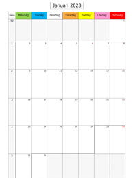 Månadskalender januari 2023