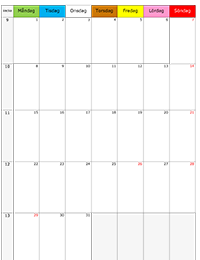 Månadskalender mars 2027