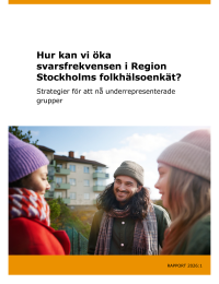 En bild som visar första sidan av rapporten "Hur kan vi öka svarsfrekvensen i Region Stockholms folkhälsoenkät?"