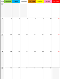 Månadskalender juli 2027