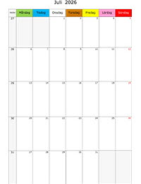 Månadskalender juli 2026
