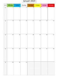 Månadskalender januari 2024